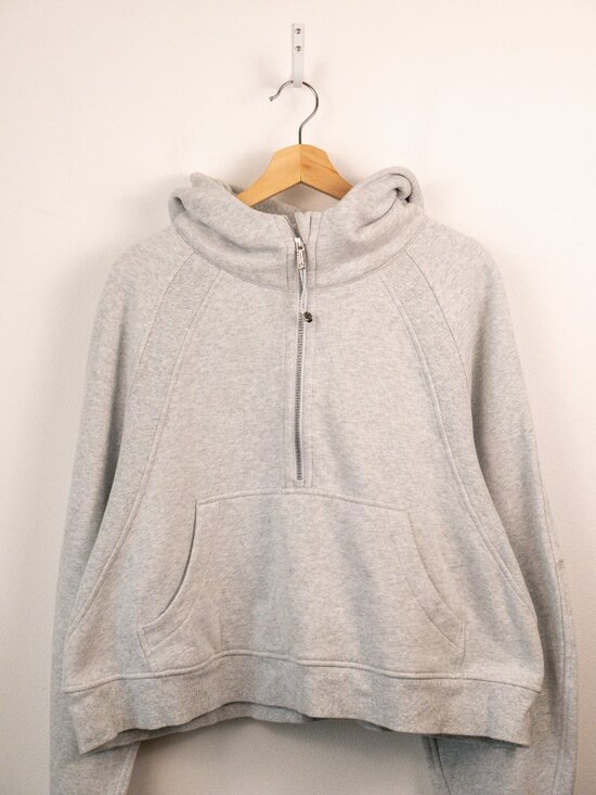 lululemon athletica Tops - Lululemon Scuba Oversized Half Zip Hoodie Heathered Gray Size XL/XXL